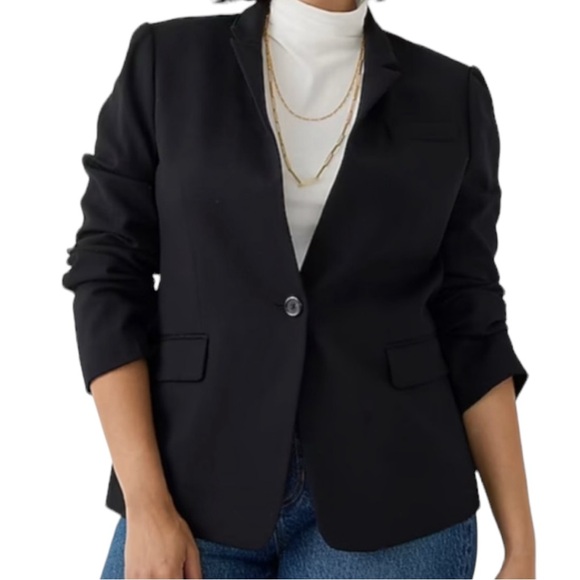 J Crew Black All Season Cotton Bi-Stretch  One Button Closure Blazer Jacket - Picture 13 of 13